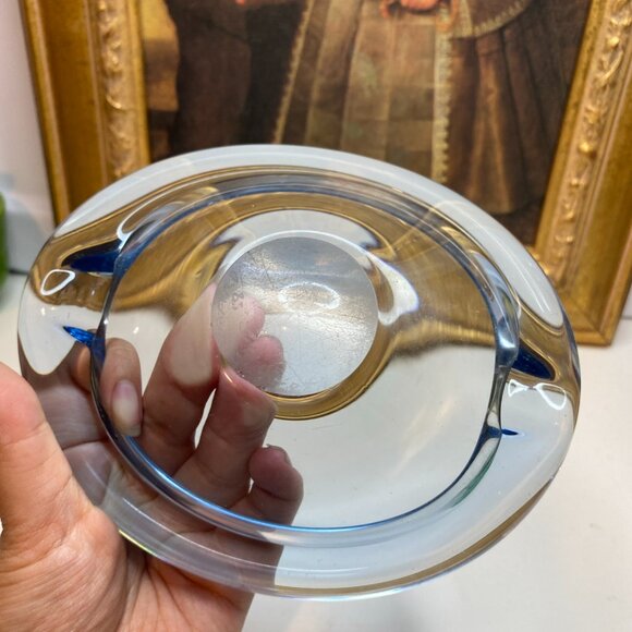 Vintage Holmegaard Per Lutken Light Blue Art Glass Dish Ashtray Signed & Number - Picture 5 of 15